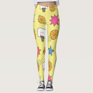 Fun basketball pattern - Yellow Leggings