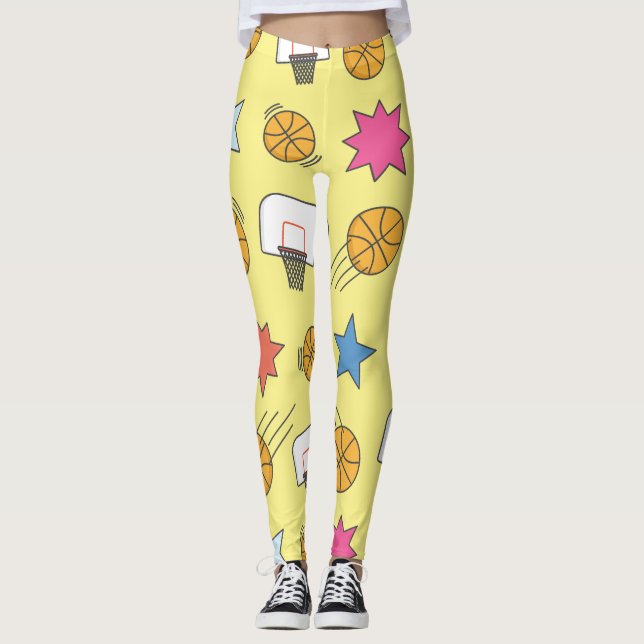Fun basketball pattern - Yellow Leggings (Front)