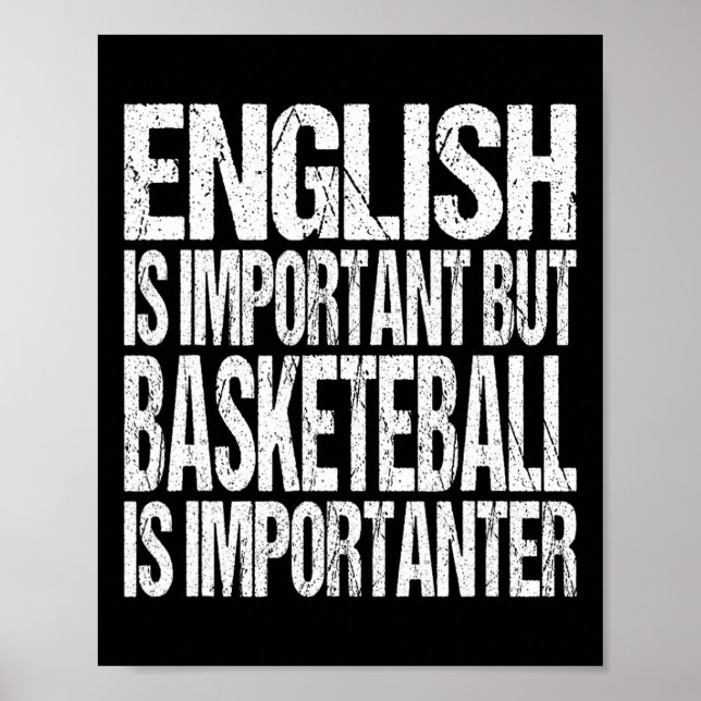 Fun Basketball Quote English Is Important Player F Poster (Front)
