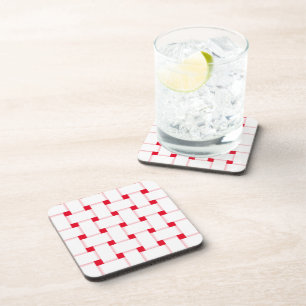 Fun Basketweave Pattern on Red Coaster