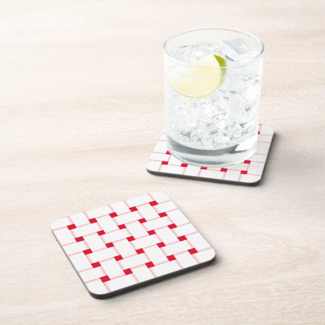 Fun Basketweave Pattern on Red Coaster (Right Side)