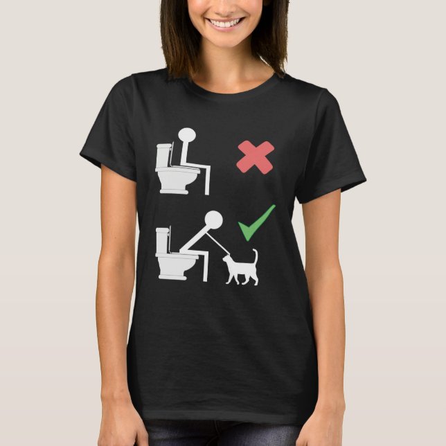 Fun bathroom instructions for cat T-Shirt (Front)