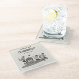 fun Bavarian Musician invite to Oktoberfest Glass Coaster
