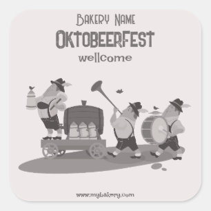 fun Bavarian Musician invite to Oktoberfest Square Sticker