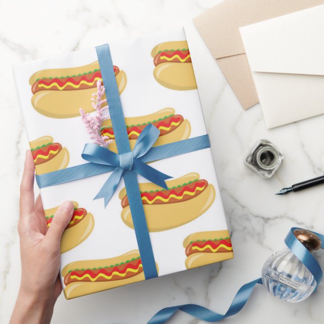 Fun BBQ Hotdog pattern party wrapping paper (Gifting)