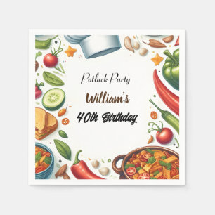 Fun Bbq Taco Chef Soup Potluck Party 40th Birthday Napkin