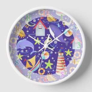 Fun Beach Blue Clock