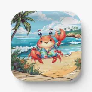 Fun Beach crab party Paper Plate