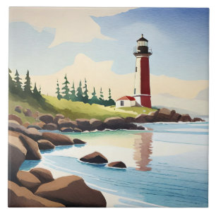 Fun beach lighthouse lovers  ceramic tile