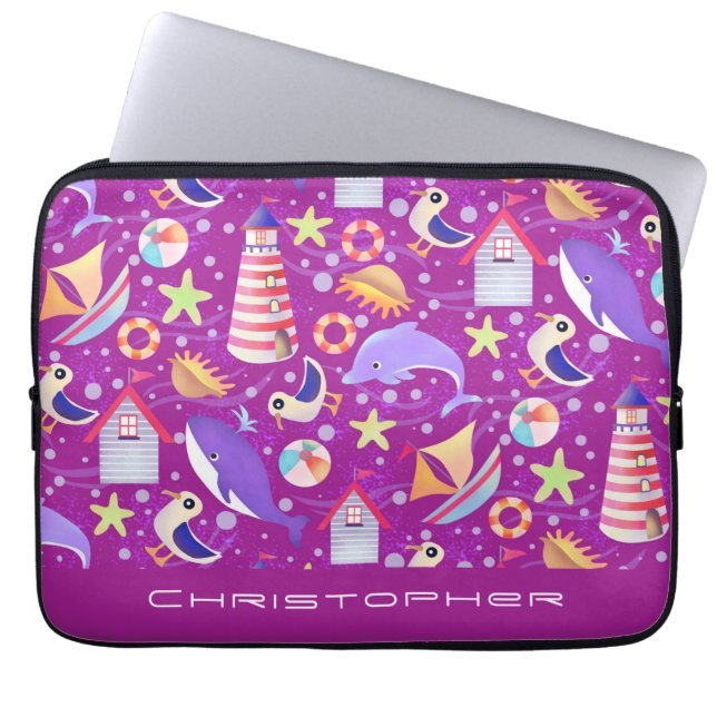 Fun Beach Magenta Electronics Bag (Front)