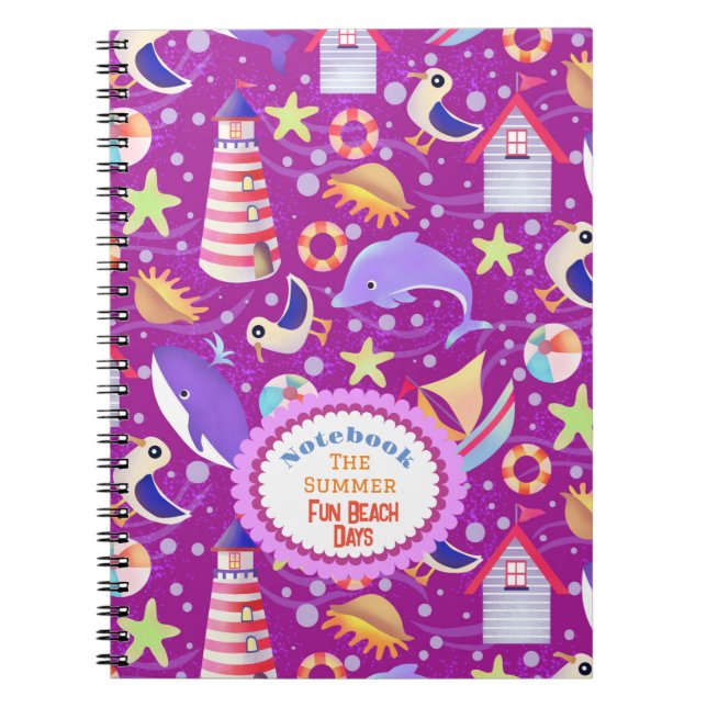 Fun Beach Magenta Notebook (Front)