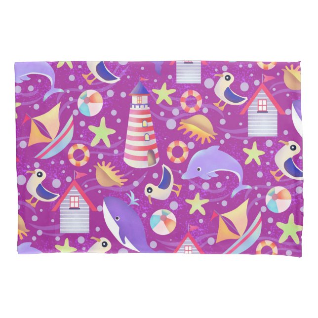 Fun Beach Magenta Pillowcase (Front)