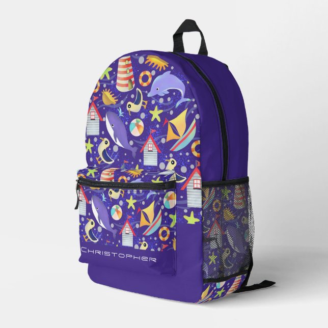 Fun Beach Navy Electronics Bag (Back Corner Right)