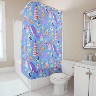 Fun Beach Sea Blue Shower Curtain