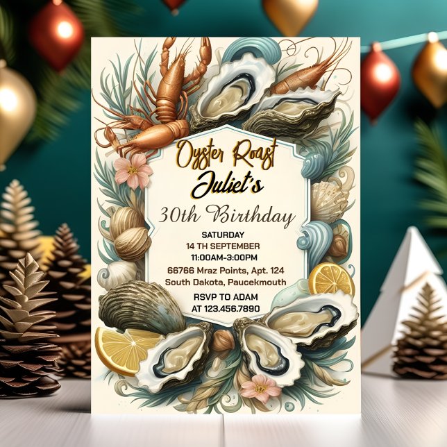 Fun Beach Seafood pearl oyster roast 30th Birthday Invitation (Creator Uploaded)