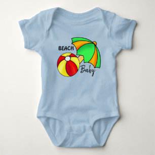 Fun Beach Umbrella Ball Happy Cute Cat Cuddle Baby Bodysuit