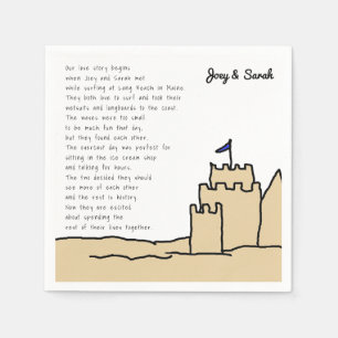 Fun Beach Wedding Sand Castle Love Story Napkin