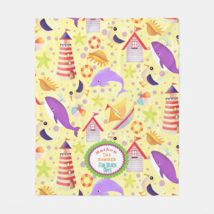 Fun Beach Yellow  Fleece Blanket