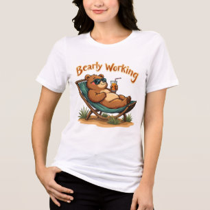 Fun Bear Beach Juice T-Shirt - Vibrant Tropical Gr Tri-Blend Shirt
