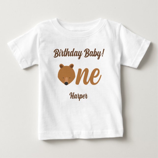 Fun Bear First Birthday Baby T-Shirt (Front)