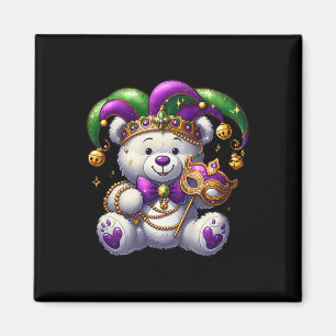 Fun Bear Mask Mardi Gras Party Costume Beads Carni Magnet