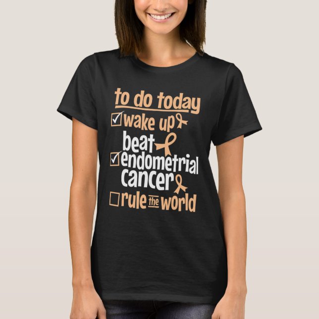 Fun Beat Endometrial Cancer Rule The World - Survi T-Shirt (Front)