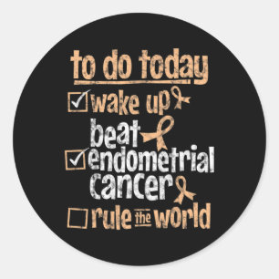 Fun Beat Endometrial Cancer Rule The World Survivo Classic Round Sticker