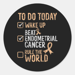 Fun Beat Endometrial Cancer Rule The World Survivo Classic Round Sticker