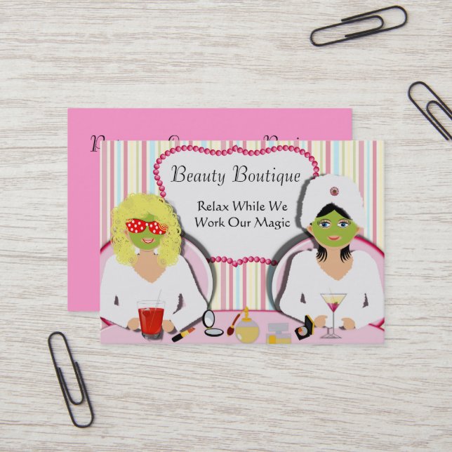 Fun Beauty Salon Health Spa Business Card (Front/Back In Situ)