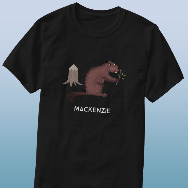Fun Beaver Personalised Name T-Shirt (Fun personalized custom name beaver t-shirt for animal lovers)
