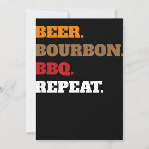 Fun Beer Bourbon Bbq Repeat Men Women Novelty Art Holiday Card