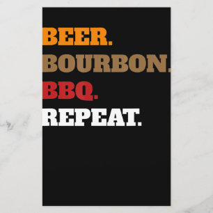 Fun Beer Bourbon Bbq Repeat Men Women Novelty Art Stationery