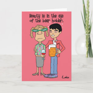 Fun Beer drinking customised cartoon greeting card