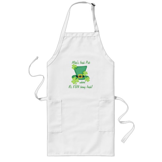 Fun Being Irish Restaurant Pub Custom Business Long Apron (Front)