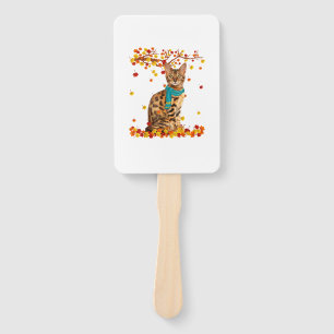 Fun Bengal Thanksgiving Autumn Cat Lover Gifts Hand Fan