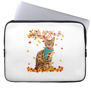 Fun Bengal Thanksgiving Autumn Cat Lover Gifts Laptop Sleeve