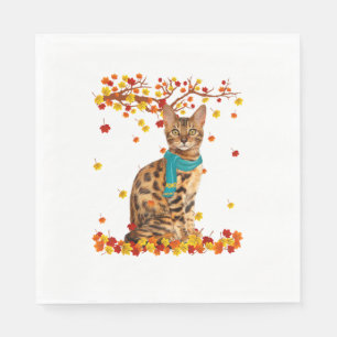 Fun Bengal Thanksgiving Autumn Cat Lover Gifts Napkin