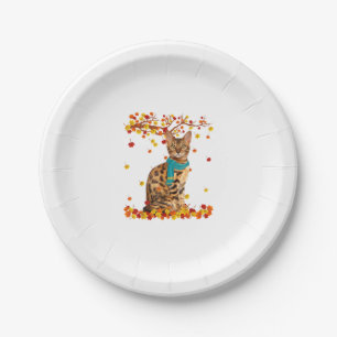 Fun Bengal Thanksgiving Autumn Cat Lover Gifts Paper Plate