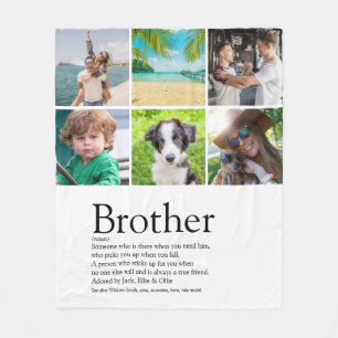 Fun Best Brother Ever Definition 6 Photo Collage Fleece Blanket