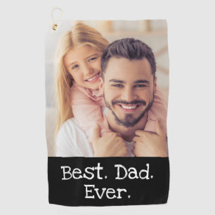 Fun Best Dad Ever Photo Black Golfer Personalised  Golf Towel