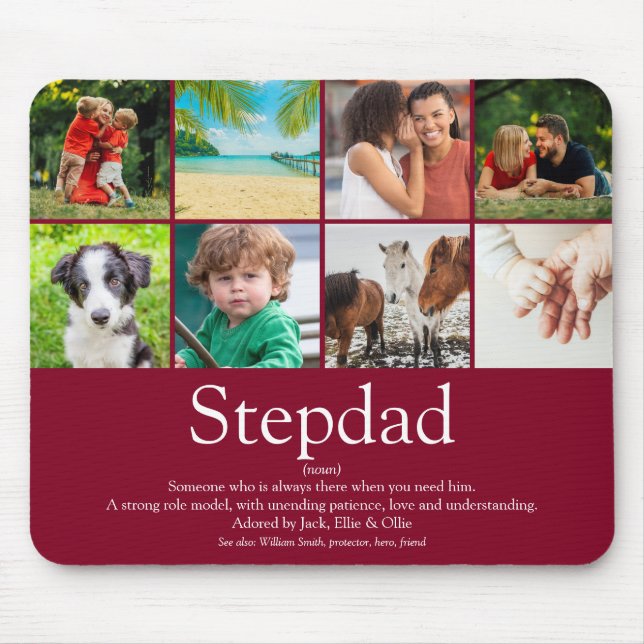 Fun Best Ever Stepfather Stepdad Photo Collage Mouse Pad (Front)