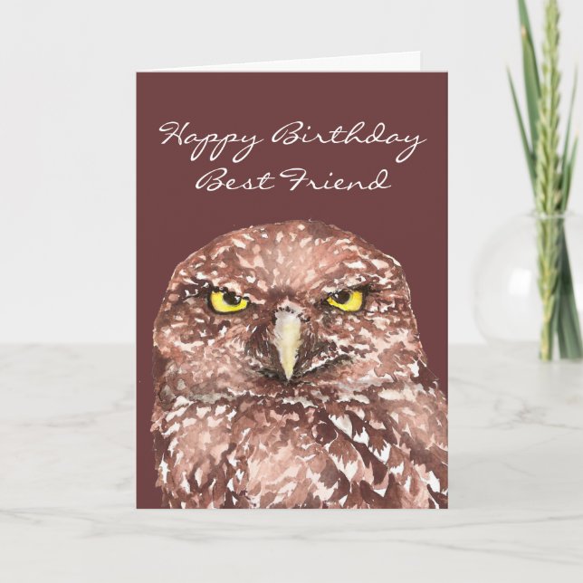 Fun Best Friend Getting Old Birthday Burrowing Owl Card (Front)