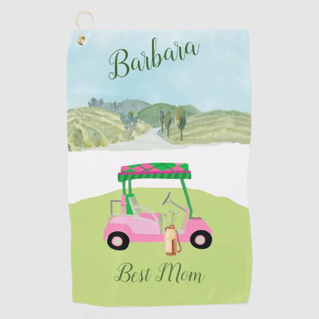 Fun Best Mum Golf Cart Scenic Name   Towel (Front)
