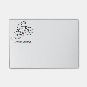 Fun Bicyclist Design with “Pedal Power” text Post-it Notes