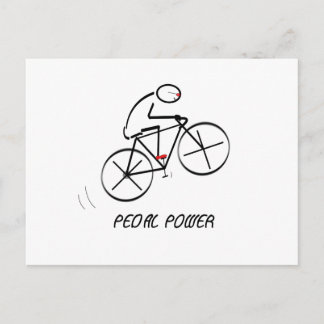 Fun Bicyclist Design with “Pedal Power” text Postcard