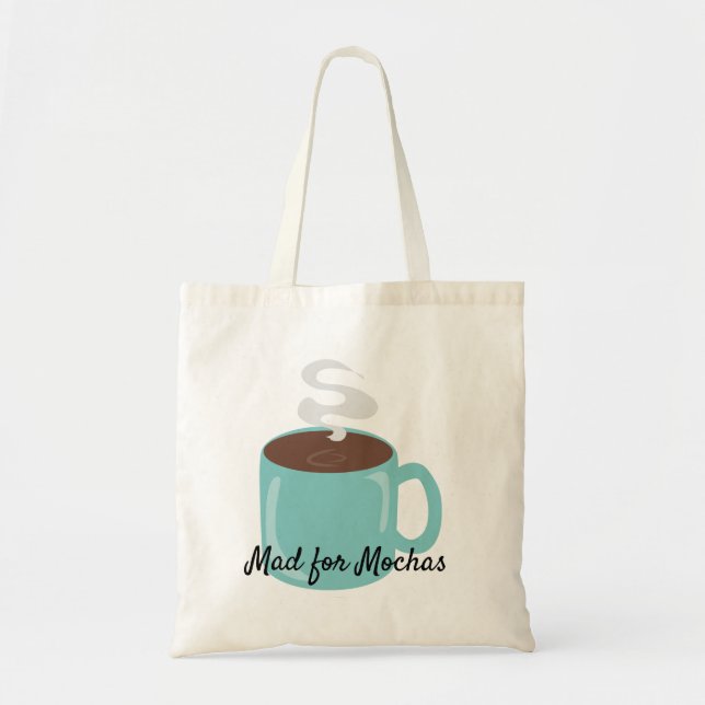 Fun Big Coffee or Cocoa Lovers Beverage Cartoon Tote Bag (Front)