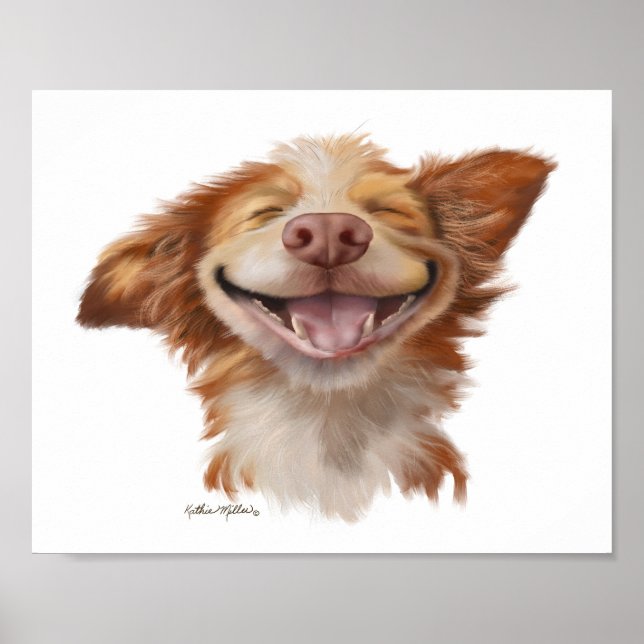 Fun Big Grin Dog Cartoon Poster (Front)