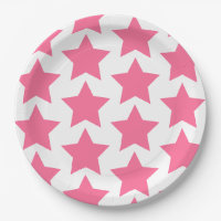 Fun, big hot pink stars pattern - Paper Plates