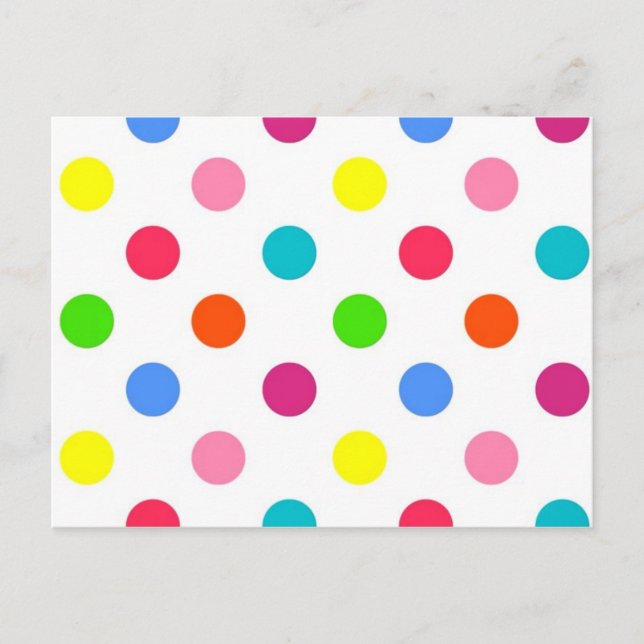 Fun big polka dots red yellow green pink orange postcard (Front)