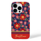 Fun Big Red Flowers Navy Pattern Inspirivity